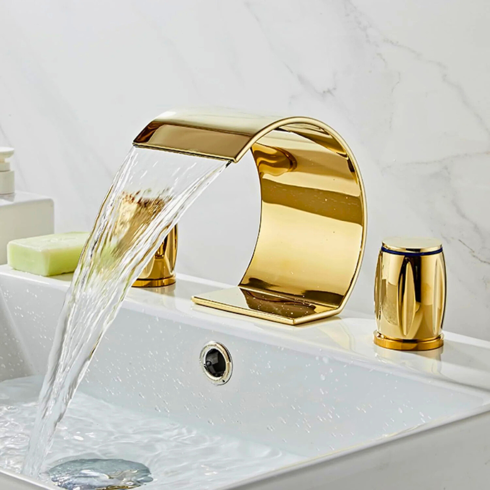 Saya | Rozległa bateria umywalkowa z podwójnymi pokrętłami obrotowymi